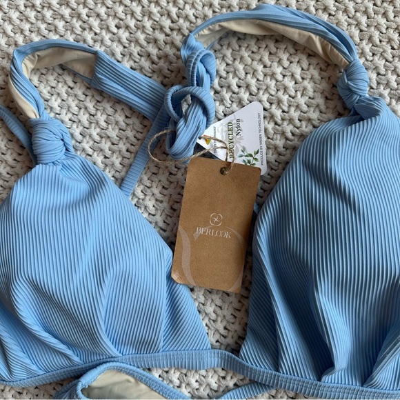 Berlook NEW Powder Blue V-Neck Knot Triangle Bikini Set Top Bottoms Women’s XL - Picture 9 of 12
